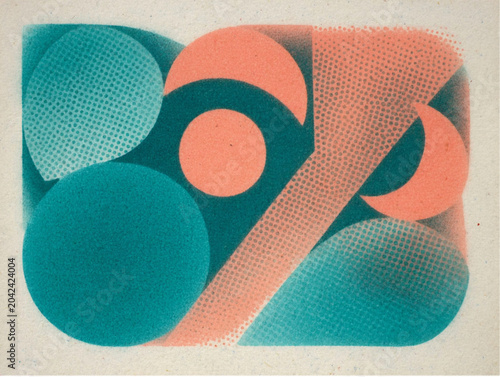 Risograph Print Style - Limited Color Palette.