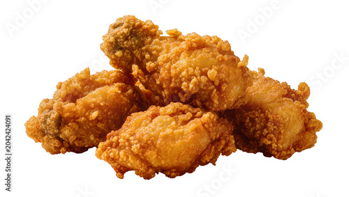 Foto Golden crispy fried chicken wings delicious fast food meal, isolated on transpar