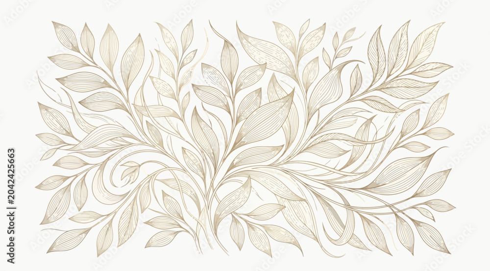 Εκτύπωση καμβά Elegant golden floral pattern, luxury botanical illustration with intricate leaf