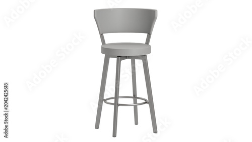 Foto Modern gray swivel bar stool with curved back, isolated on transparent backgroun