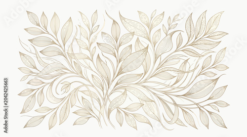 Fotografia Elegant golden floral pattern, luxury botanical illustration with intricate leaf
