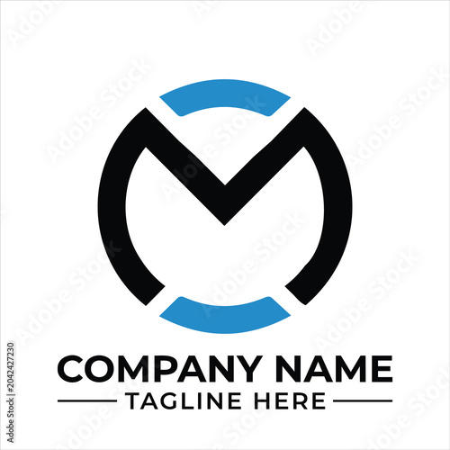 Modern letter m logo design in a circle frame