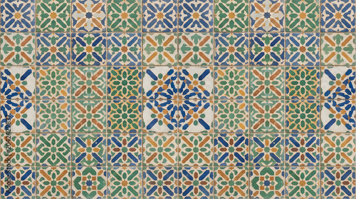 Background texture of colorful geometric Moroccan tiles for exotic architectural wallpaper and professional interior backdrop design with traditional mosaic pattern 4k hd res art
