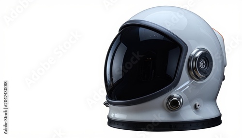Exploring space equipment astronaut helmet space station product showcase clean environment side view futuristic design
