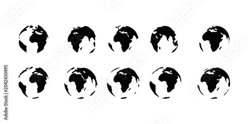 Foto earth globe silhouette set on transparent background