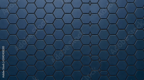 Dark blue ceramic hexagon tile wall texture background with geometric pattern for modern interior branding and professional architectural wallpaper and clean urban backdrop design res