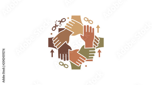 Diversity and Unity Concept with Interconnected Hands