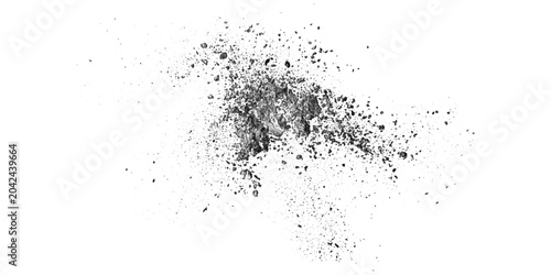 Bild auf Leinwand Black charcoal dust, gunpowder isolated on white background and texture, Close up Dust of black carbon charcoal  on white background , photo object design