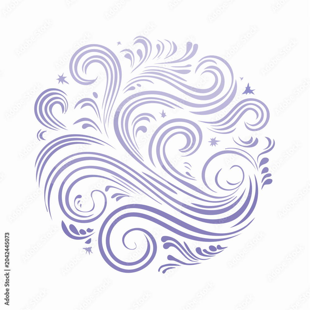 Fototapeta premium Swirling Abstract Floral Pattern in Purple