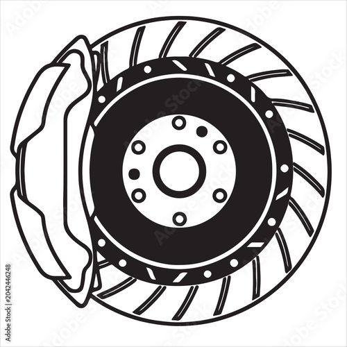 Foto Ventilated Brake Rotor with Caliper Line Art