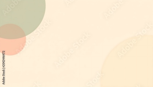 A minimalist background features three soft, overlapping pastel-colored circles on a light cream textured surface, suggesting organic shapes.
