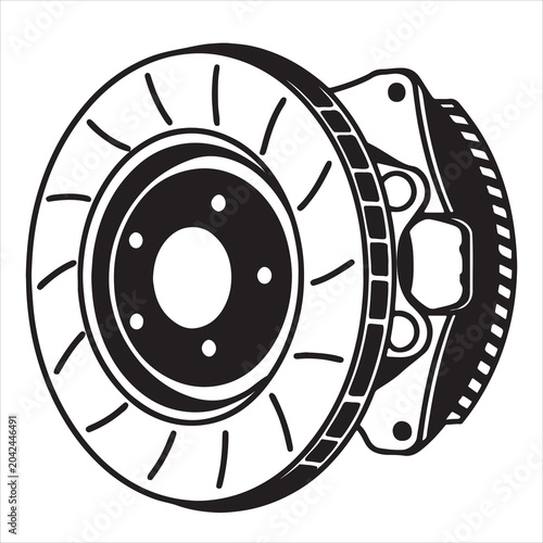 Foto Ventilated Disc Brake System Vector Illustration