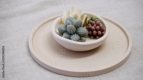 Succulent candle arrangement bringing calm to home decor