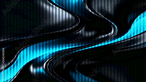 Abstract Blue Wave Background with Orange Curved Lines and Modern Design