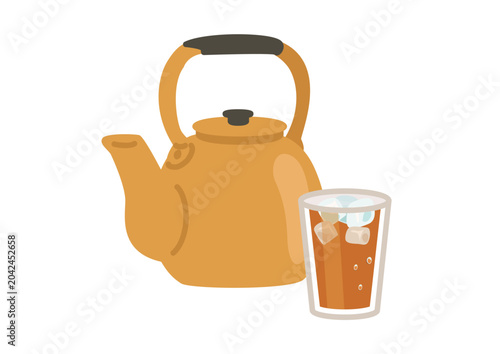 やかんと冷えた麦茶
