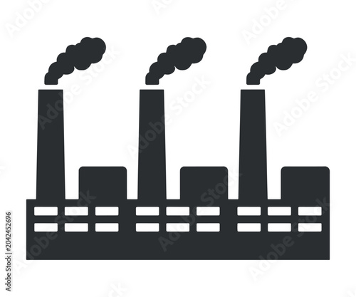 Industrial factory with smokestacks emitting smoke pollution