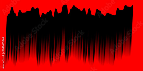 Quadro su tela Abstract Red City Skyline Silhouette Background with Urban Buildings Vector Illu