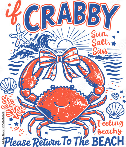 Vászonkép If Crabby Please Return to the Beach Svg, Funny Sassy Summer Crab SVG PNG