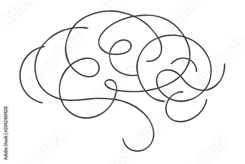 continuous line brain art minimalist black background