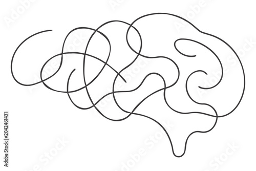 Bild auf Leinwand brain shape continuous line art minimalist elegant