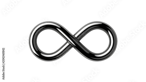 Silver chrome infinity symbol representing eternity on transparent background