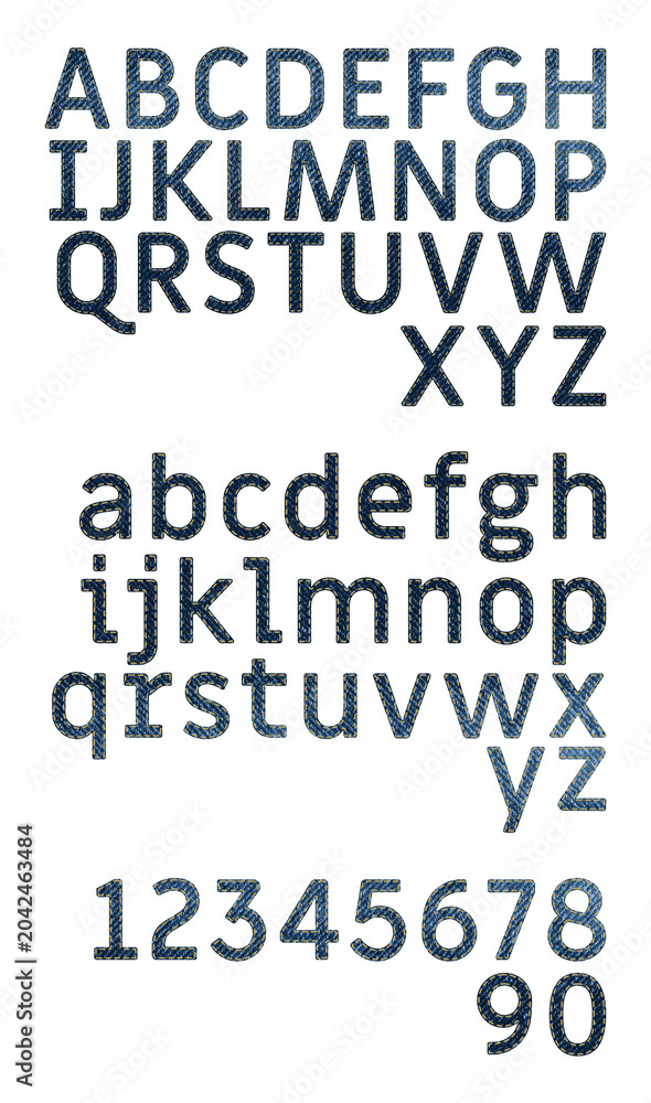 Obraz premium fonts, letters and numbers (denim design)
