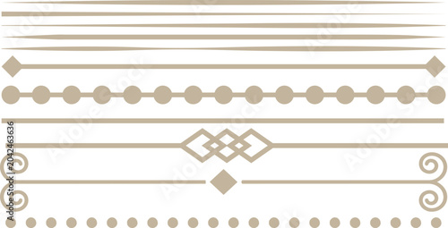 Schilderij op canvas Olive green decorative border elements with various line and dot patterns
