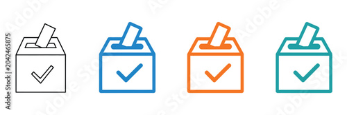 Fotografi Voting ballot box icons with checkmarks showcasing election participation, democracy, and political decision-making concepts in vibrant style