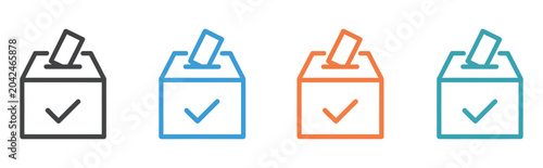 Photos Vibrant ballot box icons featuring checkmarks for election, voting, and democratic participation concepts