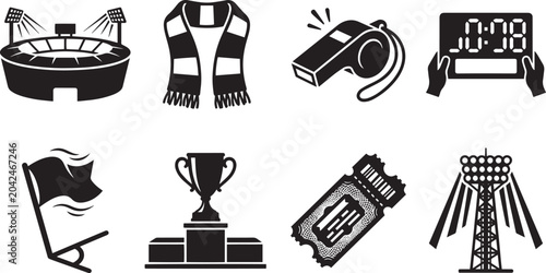 Football Analytics Strategy Vector Icon Set