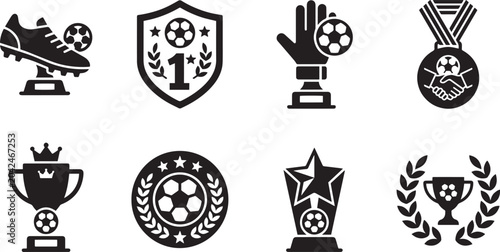 Football Trophy Award Vector Icon Set