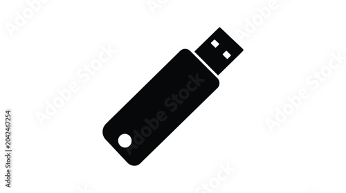 Billede på lærred Usb Flash Drive Silhouette Black Icon On White Background