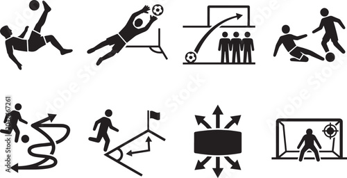 Football Training Action Vector Icon Set