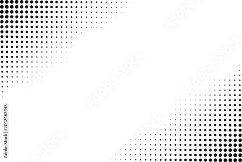 Black halftone dot corner background with radial gradient texture
