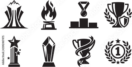 Award Trophy Achievement Vector Icon Set