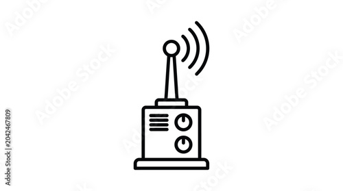 Cuadro en lienzo Radio Receiver Line Icon With Antenna And Controls Black On White