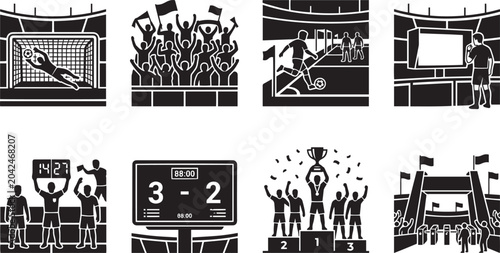 Football Stadium Fan Vector Icon Set