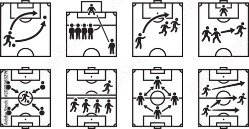 Football Strategy Board Vector Icon Set