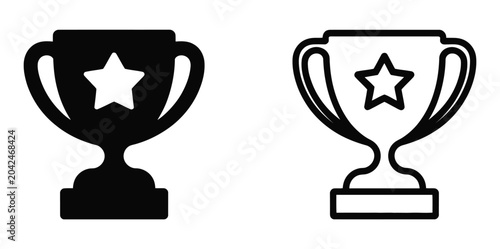 Trophy icon vector showing trophy cup symbol icon for sports competition reward achievement and leadership victory theme