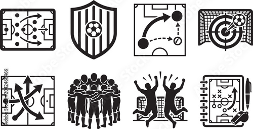 Football Strategy Vector Icon Collection Set