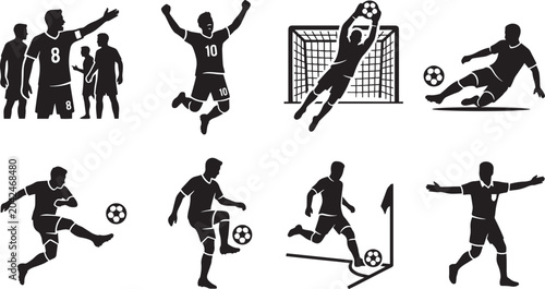 Football Player Action Vector Icon Set