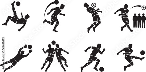 Football Player Action Vector Icon Set