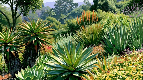 Aloe plants grow in the garden.