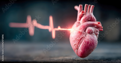 Heart pulsing with life during medical illustration showing heartbeat and organ structure in a creative design
