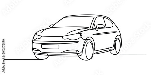 Continuous single line drawing of a modern car