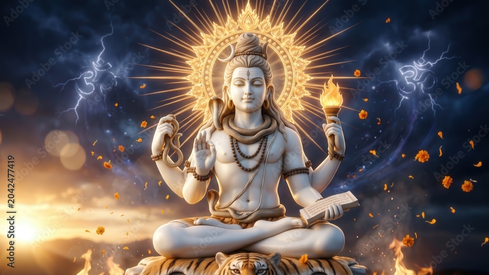 Obraz premium Lord Dakshinamurti Cosmic Wisdom – Spiritual Power Background