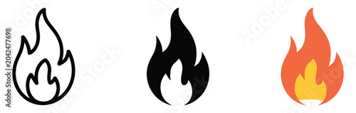 Bild auf Leinwand Fire flame icon burning symbol fireball sign representing heat energy power dang