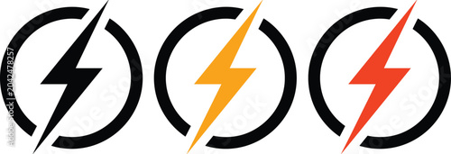 Lightning bolt vector icon. flash lightning bolt icon. lightning bolt icon set for energy and technology branding