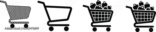 shopping cart collection.Full and empty shopping cart symbol