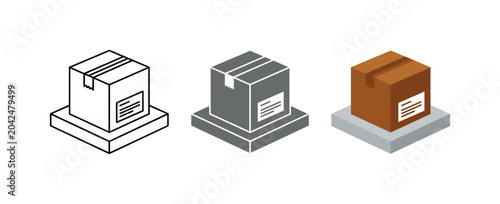 Successful drop-off outcome represented by a doorstep package with closed flaps and address label shape, identical geometry shown